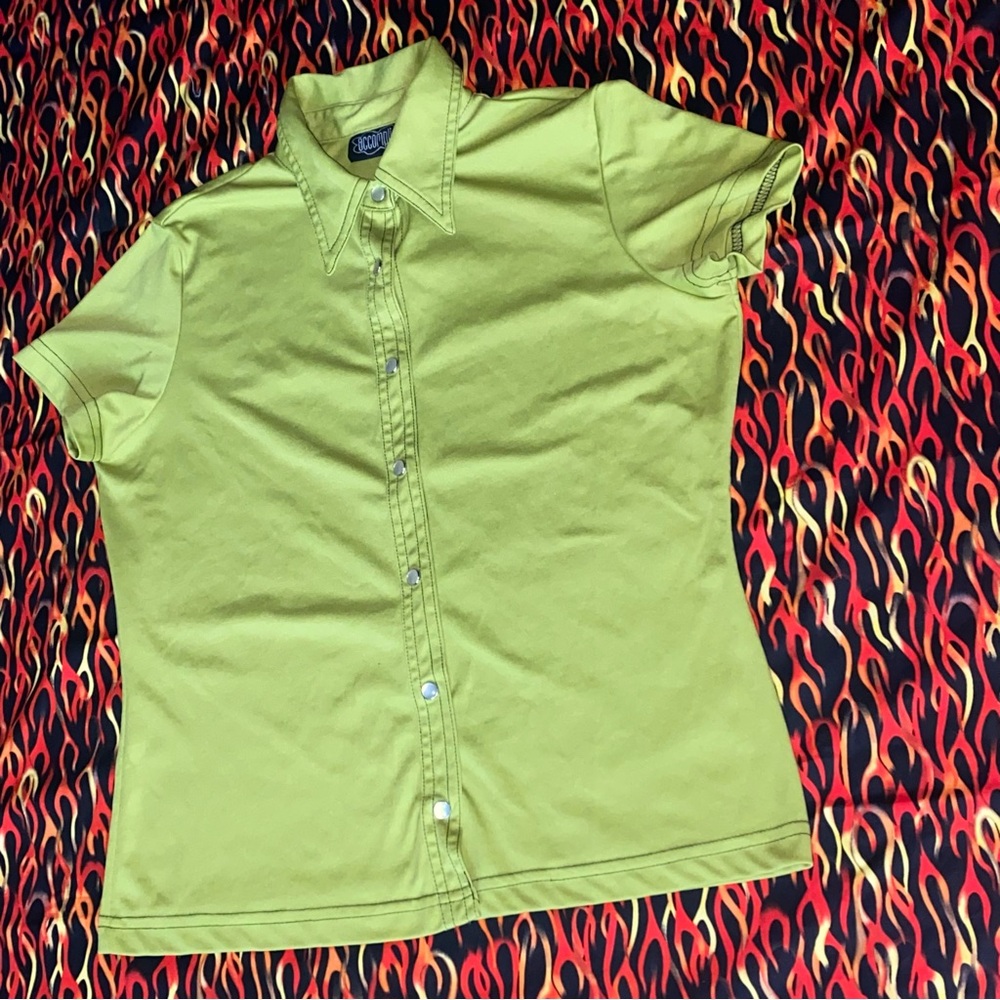 Bright Green Y2K Button Up